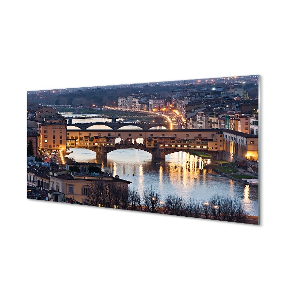 Üvegképek Olaszország Bridges éjszaka folyó