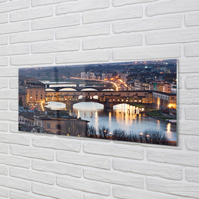Üvegképek Olaszország Bridges éjszaka folyó