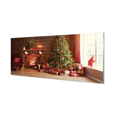 Üvegképek Kandalló ajándékok karácsonyfa fényei