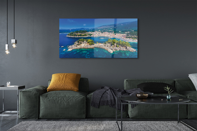 Üvegképek Görögország Panorama tengeri város