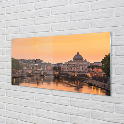 Üvegképek Róma Sunset folyami hidak épületek