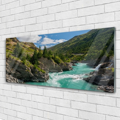 Fali üvegkép Hegység River Landscape