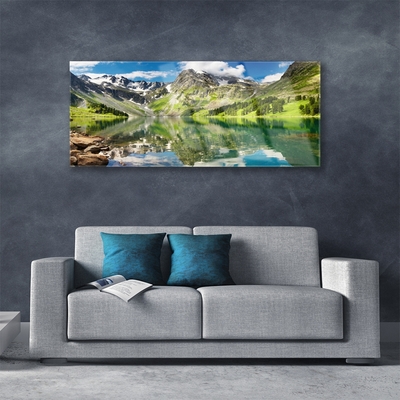 Modern üvegkép Mountain Lake Landscape