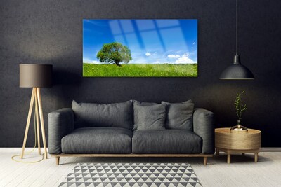 Üvegkép falra Fű fa természet