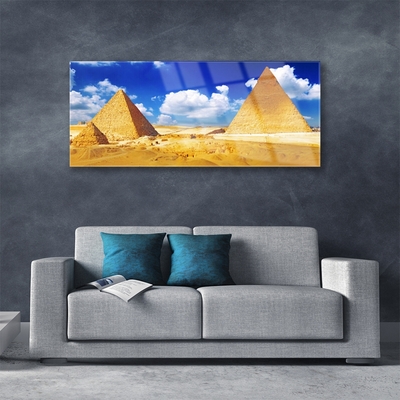 Fali üvegkép Piramisok Desert Landscape