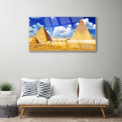 Fali üvegkép Piramisok Desert Landscape