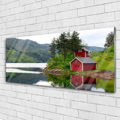 Üvegkép Mountain House Lake Landscape