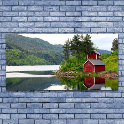 Üvegkép Mountain House Lake Landscape