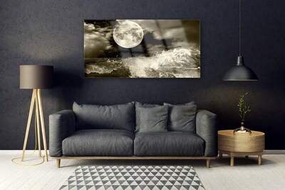 Üvegkép falra Éjszakai Hold Tájkép