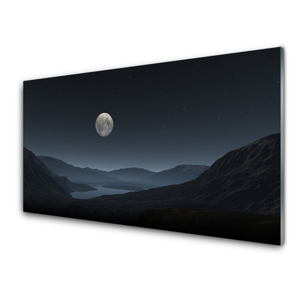 Üvegfotó Éjszakai Hold Tájkép