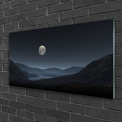 Üvegfotó Éjszakai Hold Tájkép