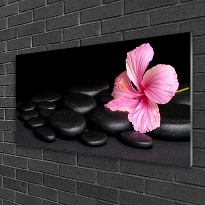 Modern üvegkép Black Stone Flower