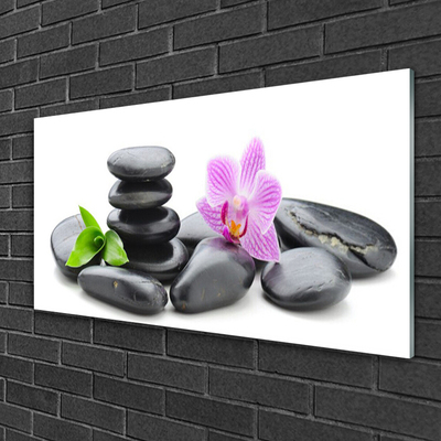 Fali üvegkép Virág Zen kövek