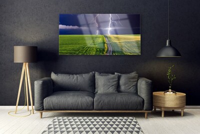 Fali üvegkép Lightning Field Landscape