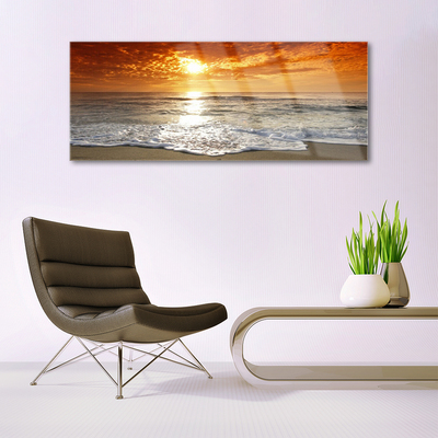 Modern üvegkép Sea Sun Landscape