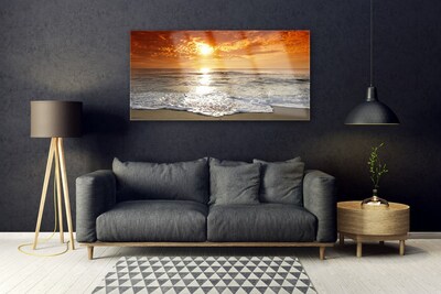 Modern üvegkép Sea Sun Landscape