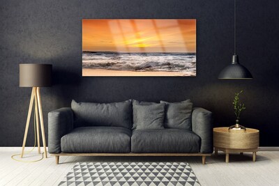 Üvegfotó Sun Sea Waves Landscape