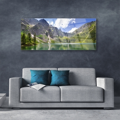 Modern üvegkép Mountain Lake Landscape