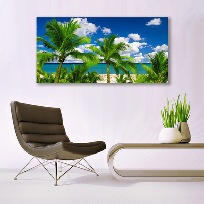 Üvegfotó Sea Palm Trees Landscape
