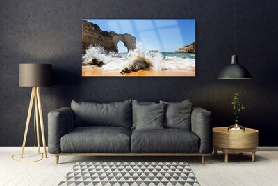 Fali üvegkép Beach Sea Waves Landscape