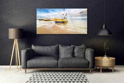 Üvegfotó Boat Beach Sea Landscape