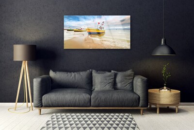 Üvegfotó Boat Beach Sea Landscape