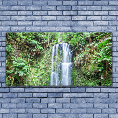 Modern üvegkép Waterfall Fák Természet
