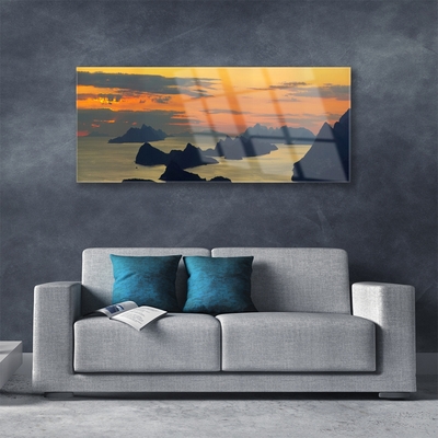 Fali üvegkép Sea Rock Mountain Landscape