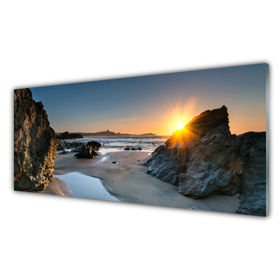 Üvegkép falra Rock Beach Sun Landscape