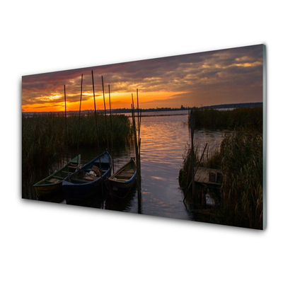 Üvegkép Boat Sea Grass Landscape