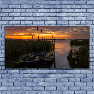 Üvegkép Boat Sea Grass Landscape