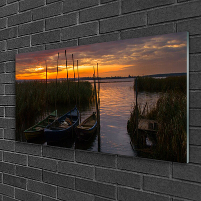 Üvegkép Boat Sea Grass Landscape