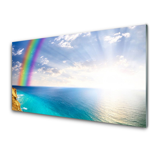 Fali üvegkép Rainbow-tenger táj minket