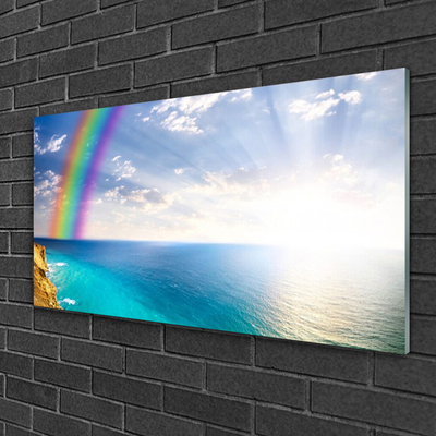 Fali üvegkép Rainbow-tenger táj minket