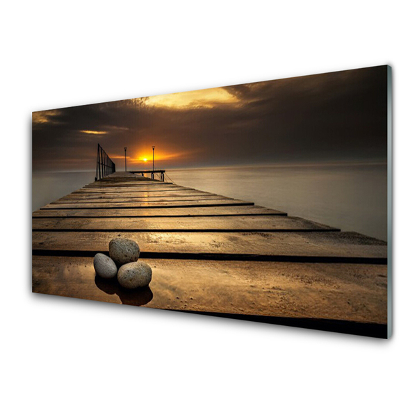Fali üvegkép Sea Pier Sunset