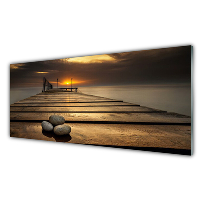 Fali üvegkép Sea Pier Sunset