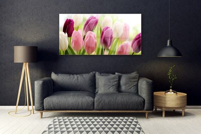 Fali üvegkép Tulipán virágok természet Meadow