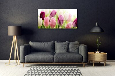 Fali üvegkép Tulipán virágok természet Meadow