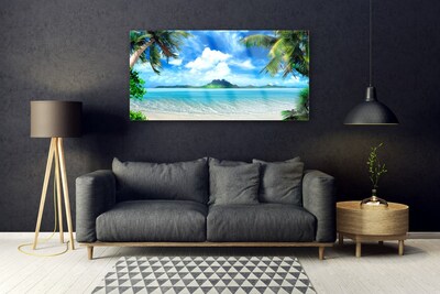 Üvegkép falra Trópusi pálma Sea Island