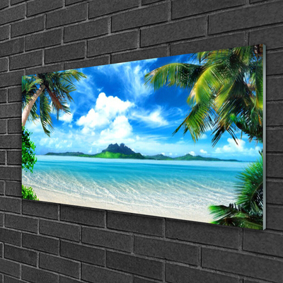 Üvegkép falra Trópusi pálma Sea Island