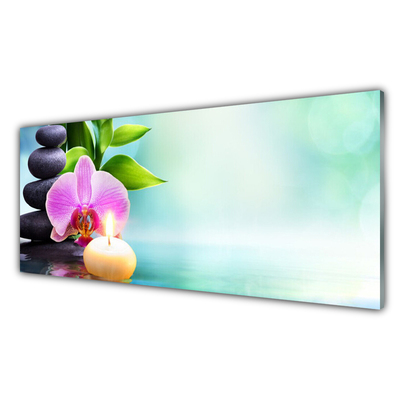 Fali üvegkép Orchid Víz Természet