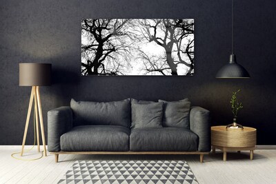 Modern üvegkép Fák Természet fekete-fehér