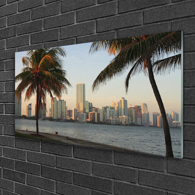 Üvegfotó Tropical Palm City-tenger
