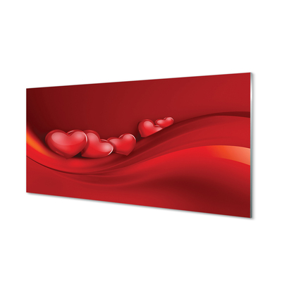 Konyhai üveg panel Piros szív háttér