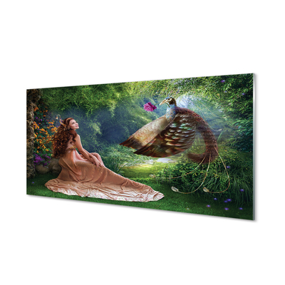 Konyhai üveg panel Fácán női erdő