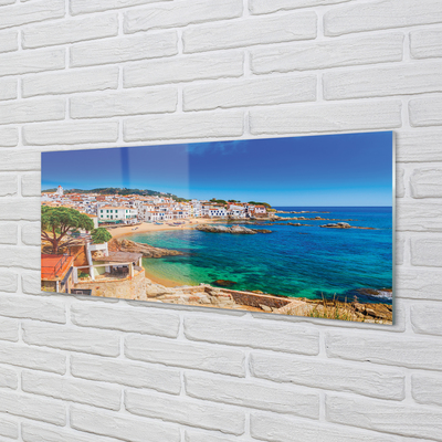 Konyhai üveg panel Spanyolország strand város parton