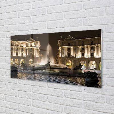 Konyhai üveg panel Róma Fountain Square éjszaka