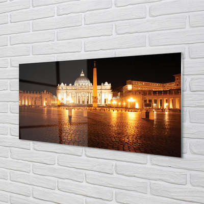 Konyhai üveg panel Róma Basilica Square éjszaka