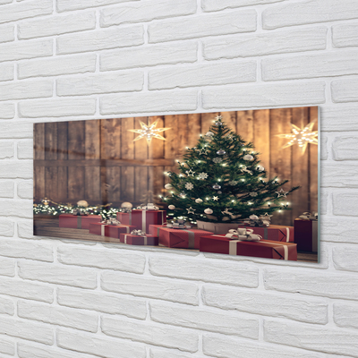 Konyhai üveg panel Ajándékok karácsonyfa díszítés táblák