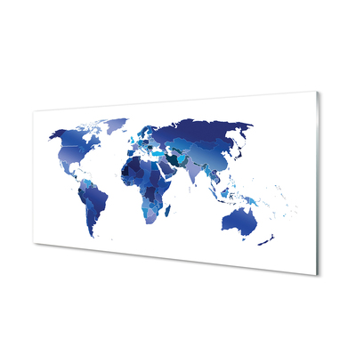 Konyhai üveg panel kék térkép